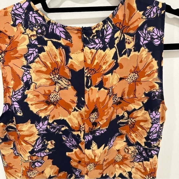 Aritzia Babaton Orange and Purple Floral Sleeveless Blouse - Picture 5 of 8